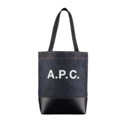 A.P.C. Axelle Denim & Leather Tote Bag - Dark Navy