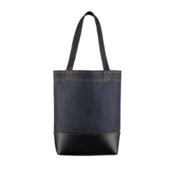 A.P.C. Axelle Denim & Leather Tote Bag - Dark Navy -Emporio Clothing Shop a p c axelle denim leather tote bag dark navy p45035 478471 image