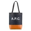 A.P.C. Axelle Denim & Leather Tote Bag - Indigo & Caramel -Emporio Clothing Shop a p c axelle denim leather tote bag indigo caramel p45034 475044 image