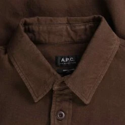 A.P.C. Basile Brodée Poitrine Overshirt - Marron -Emporio Clothing Shop a p c basile brodee poitrine overshirt marron p60791 898552 image