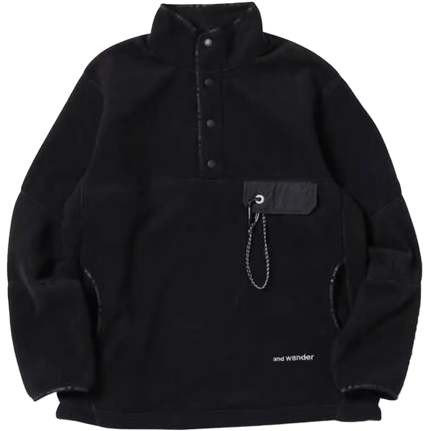 And Wander Wool Fleece Pullover - Black 3 And Wander Wool Fleece Pullover - Black