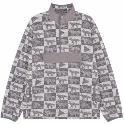 And Wander X Maison Kitsuné Checkers Fleece Pullover - Gray