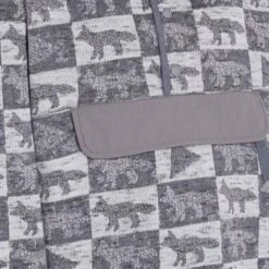 And Wander X Maison Kitsuné Checkers Fleece Pullover - Gray -Emporio Clothing Shop and wander x maison kitsune checkers fleece pullover gray p61214 909377 image