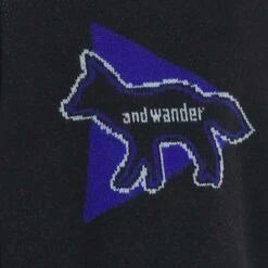 And Wander X Maison Kitsuné Knit Pullover Jumper - Black -Emporio Clothing Shop and wander x maison kitsune knit pullover jumper black p61215 909393 image