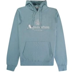 Aquascutum Large Logo Hoodie - Avio