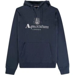 Aquascutum Large Logo Hoodie - Navy