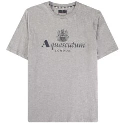 Aquascutum Large Logo T-Shirt - Grey Mel