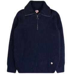 Armor-Lux Armor Lux Zip Neck Jumper - Navy
