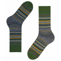 Burlington Socks Ancient Fair Isle Men Socks - Green Mix