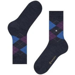 Burlington Socks Edinburgh Melange Socks - Navy And Purple