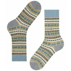 Burlington Socks Fair Isle Men Socks - Light Grey/Blue