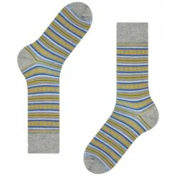 Burlington Socks Square Stripe Men Socks - Light Grey