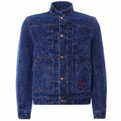 C17 - Cedixsept Jeans Mandarin Collar Kuroki Japanese Selvedge Denim Jacket - Stone Wash