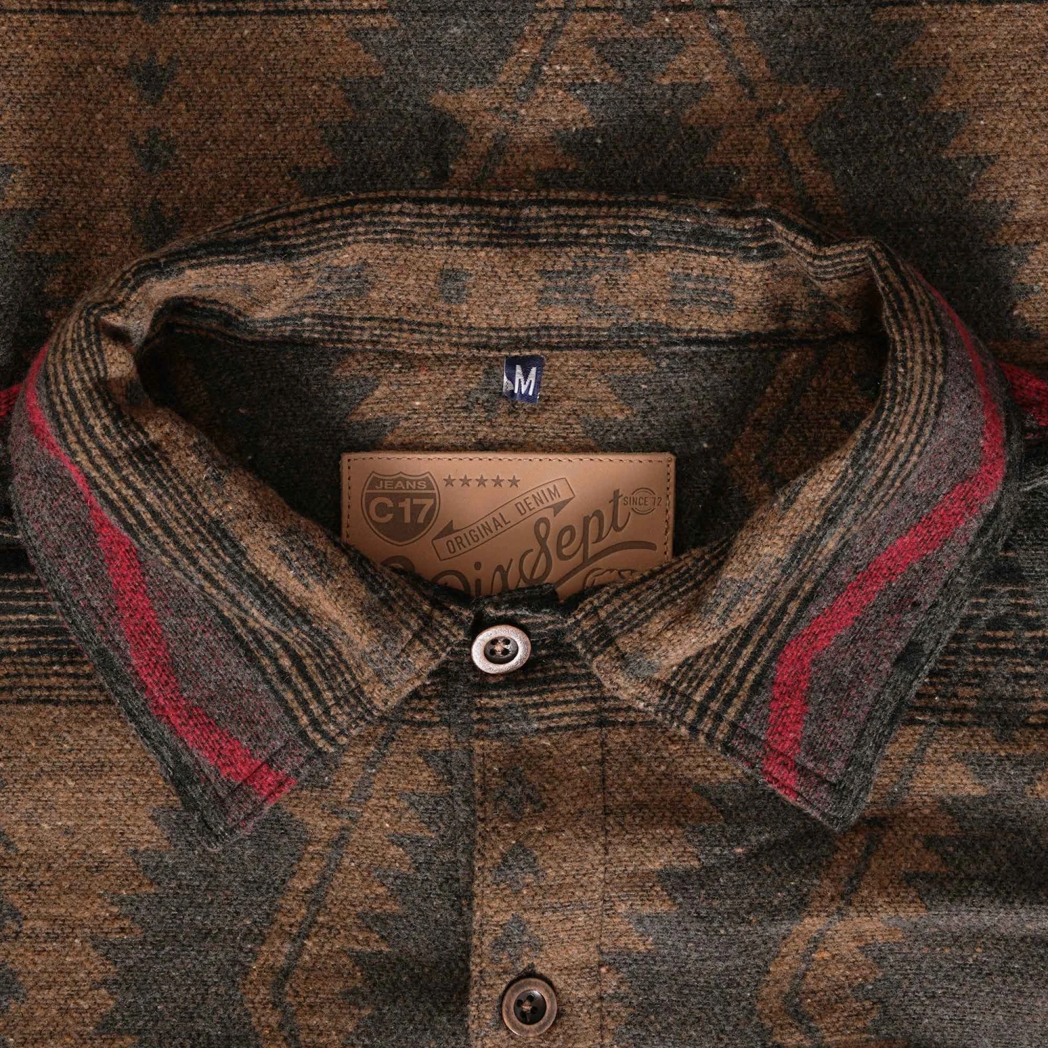 C17 - Cedixsept Jeans Navajo Overshirt - Brown/Red 4 C17 - Cedixsept Jeans Navajo Overshirt - Brown/Red - Image 2