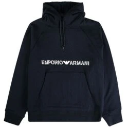 Emporio Armani Logo Hoodie - Navy