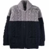 Faiz T.S Fisherman Hand Knitted Cardigan - Ink And Grey -Emporio Clothing Shop faiz t s fisherman hand knitted cardigan ink and grey p61037 906123 image