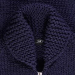 Faiz T.S Heavy Weight Hand Knitted Moto Knit Sweater - Navy Blue -Emporio Clothing Shop faiz t s heavy weight hand knitted moto knit sweater navy blue p61031 906188 image