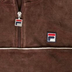 Fila Vintage Duke Velour 1/4 Zip With Piping - Brown Stone -Emporio Clothing Shop fila vintage duke velour 1 4 zip with piping brown stone p56186 800541 image