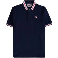 Fila Vintage Faraz Tipped Rib Polo Shirt - Fila Navy