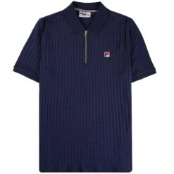Fila Vintage Rufus Textured Stripe Polo - Fila Navy