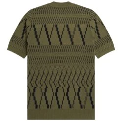 Fred Perry Argyle Panel Knitted T-Shirt - Uniform Green -Emporio Clothing Shop fred perry argyle panel knitted t shirt uniform green p58942 863462 image