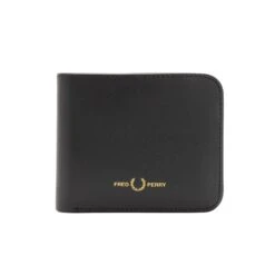 Fred Perry Burnished Leather Billfold Wallet - Black