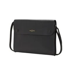 Fred Perry Burnished Leather Sacoche Bag - Black -Emporio Clothing Shop fred perry burnished leather sacoche bag black p58881 859210 image