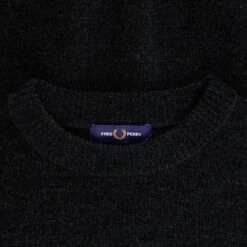 Fred Perry Chenille Rib Jumper - Black -Emporio Clothing Shop fred perry chenille rib jumper black p60590 895385 image