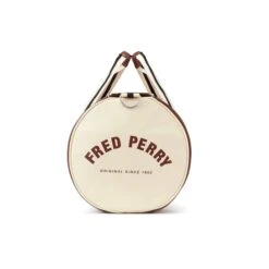 Fred Perry Classic Barrel Bag - Tan/Ecru -Emporio Clothing Shop fred perry classic barrel bag tan ecru p44632 467710 image