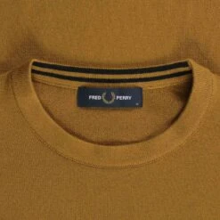 Fred Perry Classic Crew Neck Jumper - Dark Caramel -Emporio Clothing Shop fred perry classic crew neck jumper dark caramel p59575 878887 image