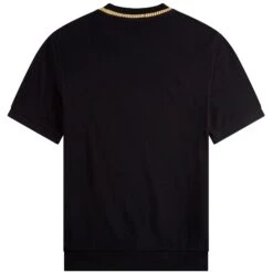 Fred Perry Crew Neck Pique T-Shirt - Black/Gold -Emporio Clothing Shop fred perry crew neck pique t shirt black gold p58223 849368 image