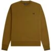 Fred Perry Crew Neck Sweatshirt - Dark Caramel -Emporio Clothing Shop fred perry crew neck sweatshirt dark caramel p59582 878763 image