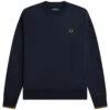Fred Perry Crew Neck Sweatshirt - Navy And Caramel