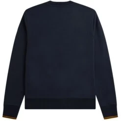 Fred Perry Crew Neck Sweatshirt - Navy And Caramel -Emporio Clothing Shop fred perry crew neck sweatshirt navy and caramel p59581 878937 image