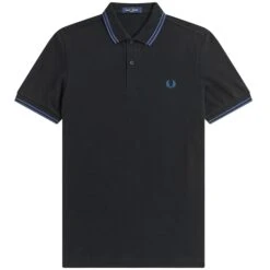 Fred Perry M3600 Twin Tipped Polo Shirt - Black And Midnight Blue