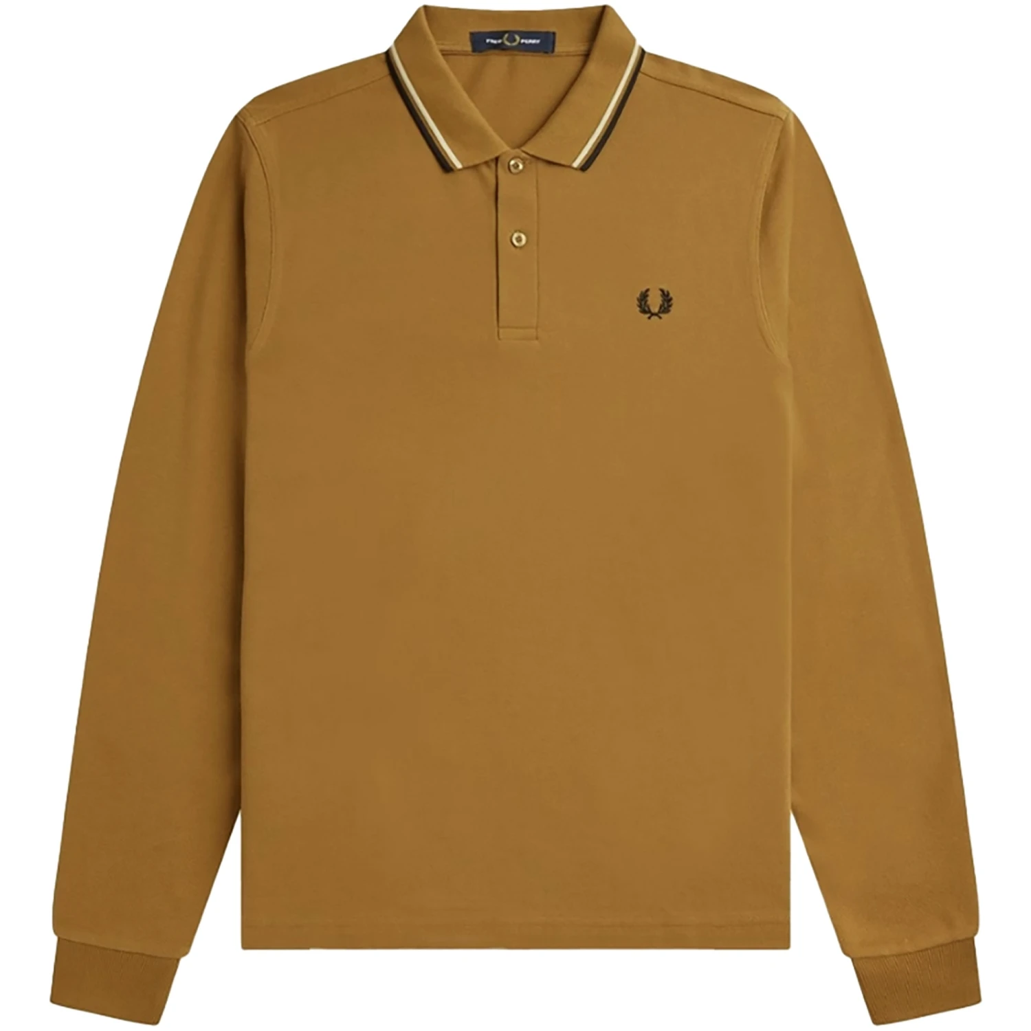 Fred Perry M3636 Long Sleeve Polo Shirt - Dark Caramel 3 Fred Perry M3636 Long Sleeve Polo Shirt - Dark Caramel