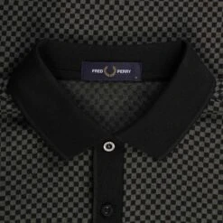 Fred Perry Micro Chequerboard Polo Shirt - Black -Emporio Clothing Shop fred perry micro chequerboard polo shirt black p59490 876992 image