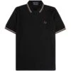 Fred Perry Reissues M12 Twin Tipped Polo Shirt - Black & Oatmeal -Emporio Clothing Shop fred perry reissues m12 twin tipped polo shirt black oatmeal p59469 877365 image