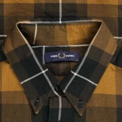 Fred Perry Tartan Shirt - Dark Caramel -Emporio Clothing Shop fred perry tartan shirt dark caramel p59825 884563 image