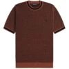 Fred Perry Textured Knitted T-Shirt - Whiskey Brown -Emporio Clothing Shop fred perry textured knitted t shirt whiskey brown p60971 900049 image