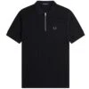 Fred Perry Textured Zip Neck Polo Shirt - Black -Emporio Clothing Shop fred perry textured zip neck polo shirt black p59580 878798 image