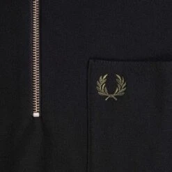 Fred Perry Textured Zip Neck Polo Shirt - Black -Emporio Clothing Shop fred perry textured zip neck polo shirt black p59580 878808 image