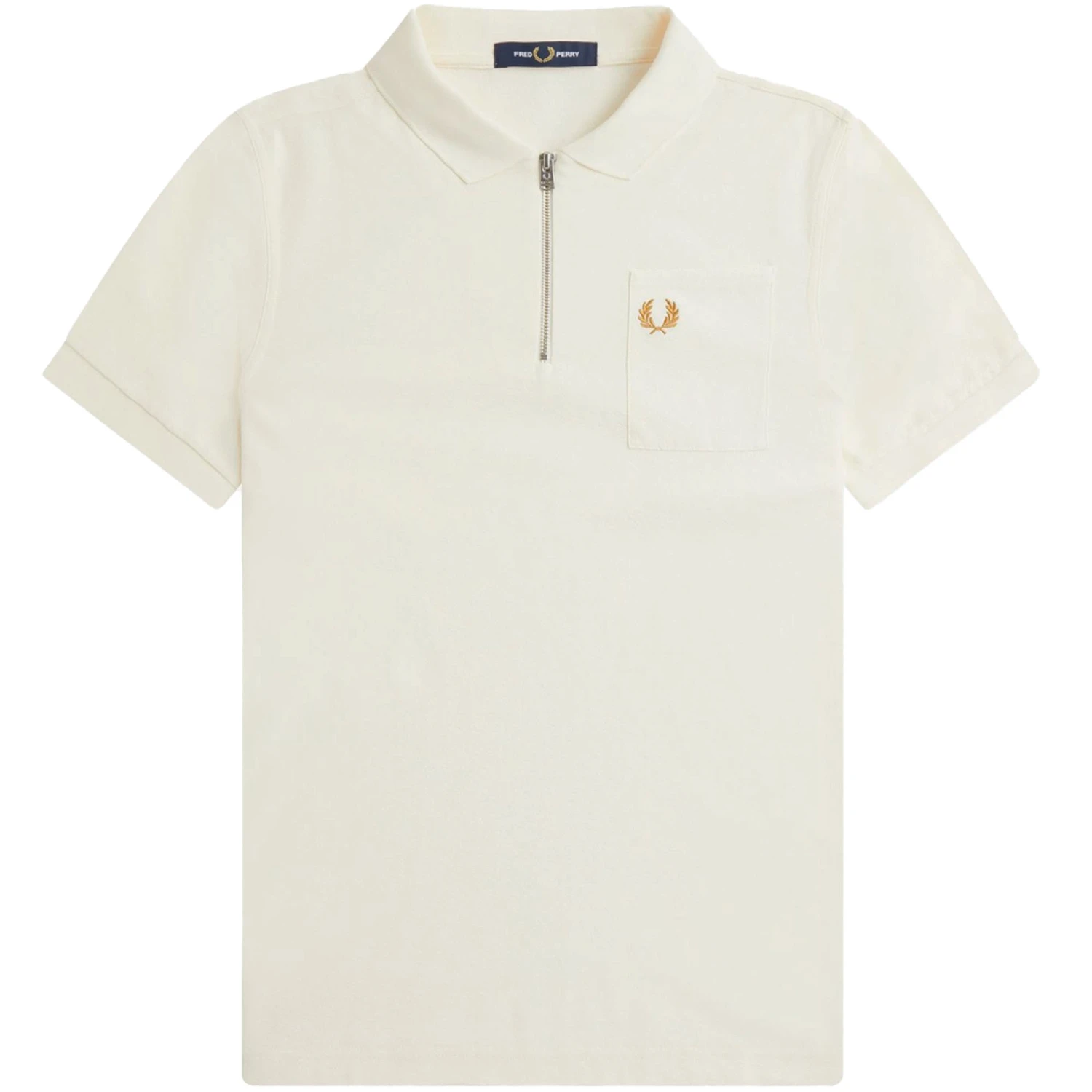 Fred Perry Textured Zip Neck Polo Shirt - Ecru 3 Fred Perry Textured Zip Neck Polo Shirt - Ecru