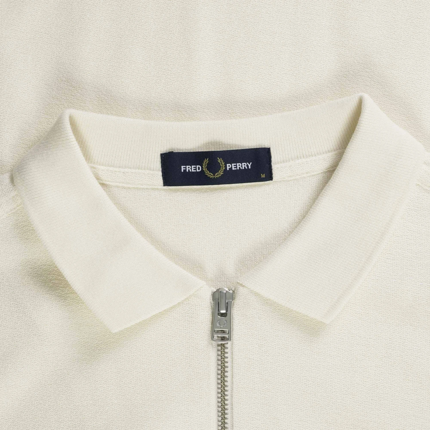 Fred Perry Textured Zip Neck Polo Shirt - Ecru 4 Fred Perry Textured Zip Neck Polo Shirt - Ecru - Image 2