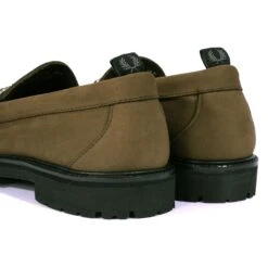 Fred Perry X G.H Bass Weejuns Nubuck Chain Penny Loafers - Bark -Emporio Clothing Shop fred perry x g h bass weejuns nubuck chain penny loafers bark p55077 766311 image