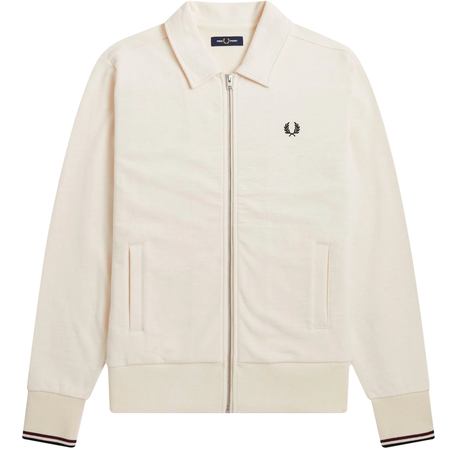 Fred Perry Zip Through Sweatshirt - Ecru 3 Fred Perry Zip Through Sweatshirt - Ecru