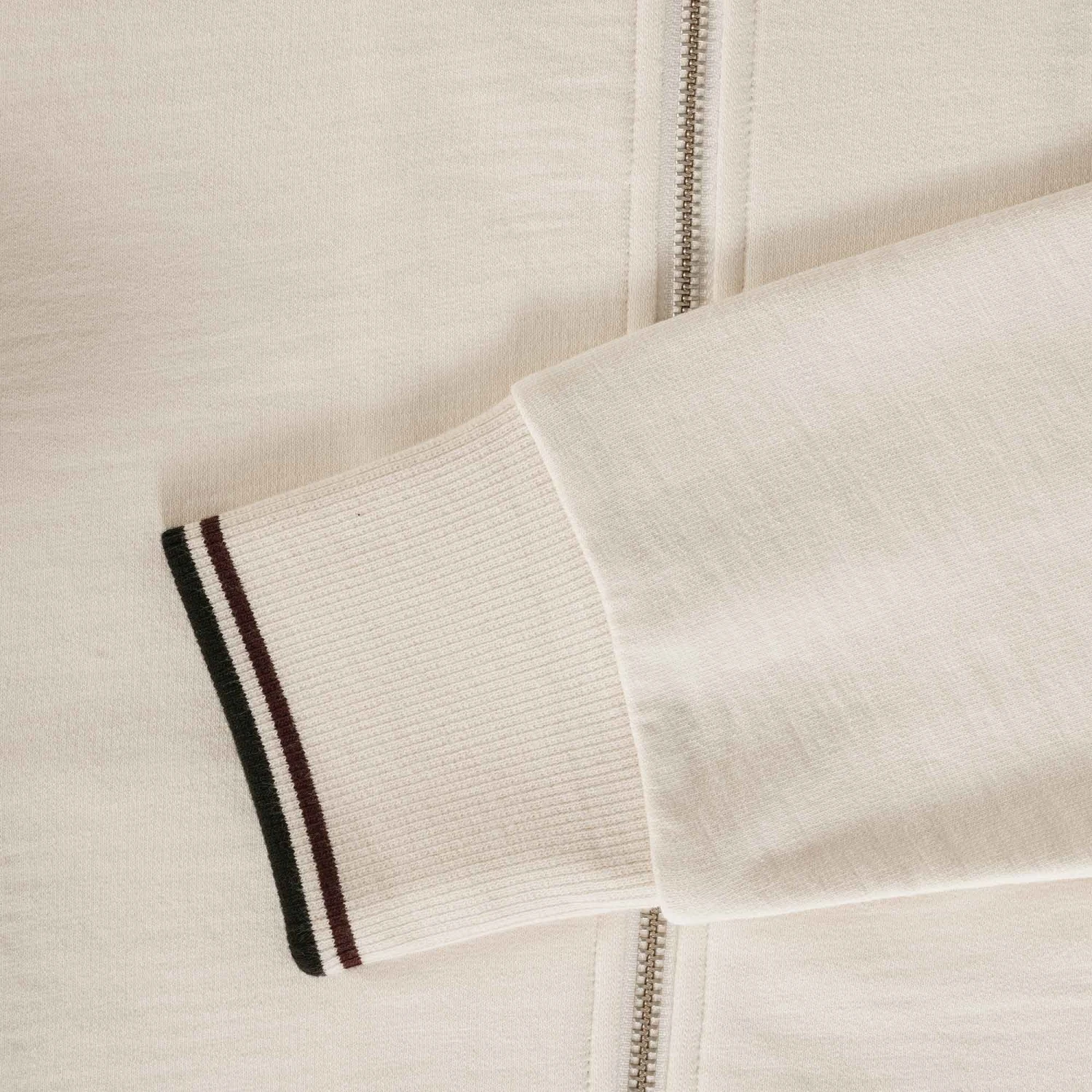 Fred Perry Zip Through Sweatshirt - Ecru 5 Fred Perry Zip Through Sweatshirt - Ecru - Image 3