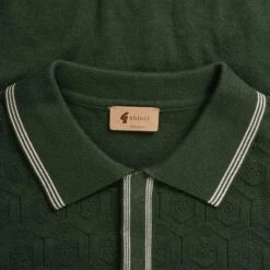 Gabicci Vintage 1973 Carlson Tonal Knit Polo Shirt - Forest -Emporio Clothing Shop gabicci vintage 1973 carlson tonal knit polo shirt forest p60769 901635 image