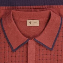 Gabicci Vintage 1973 Jura Long Sleeve Polo Shirt - Rust -Emporio Clothing Shop gabicci vintage 1973 jura long sleeve polo shirt rust p60762 902009 image