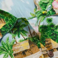 Go Barefoot Convertible-Collar Printed Cotton Shirt - Fiji Powder -Emporio Clothing Shop go barefoot convertible collar printed cotton shirt fiji powder p60515 886686 image